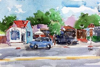 Watercolor painting of Café de Leche in Altadena CA