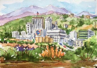 Watercolor painting of JPL.