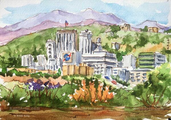 Watercolor painting of JPL.