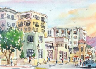 The Paseo in Pasadena - watercolor