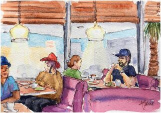 Shakers restaurant watercolor