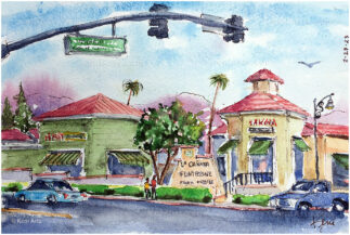 Hill Street Cafe in La Canada - Watercolor