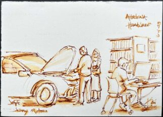 Jamy Motors and Altadena Library sketch