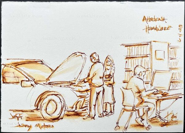 Jamy Motors and Altadena Library sketch